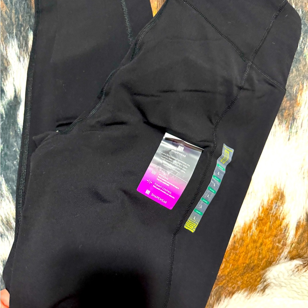 NWT- Tek Gear High-Rise Black Leggings- SZ L